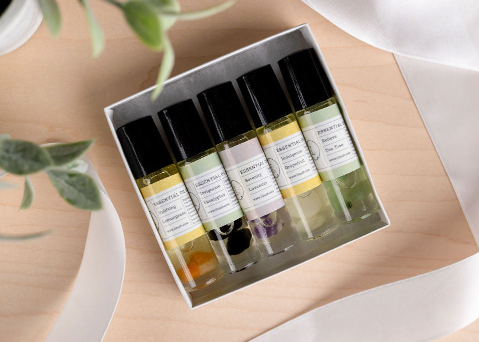 Coffret de roll-ons aux huiles essentielles naturelles – 5 huiles d'aromathérapie