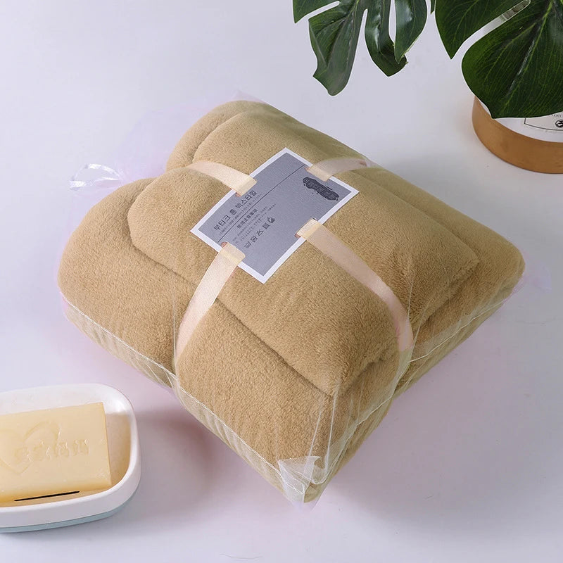 Ensemble de serviettes de bain en polaire corail