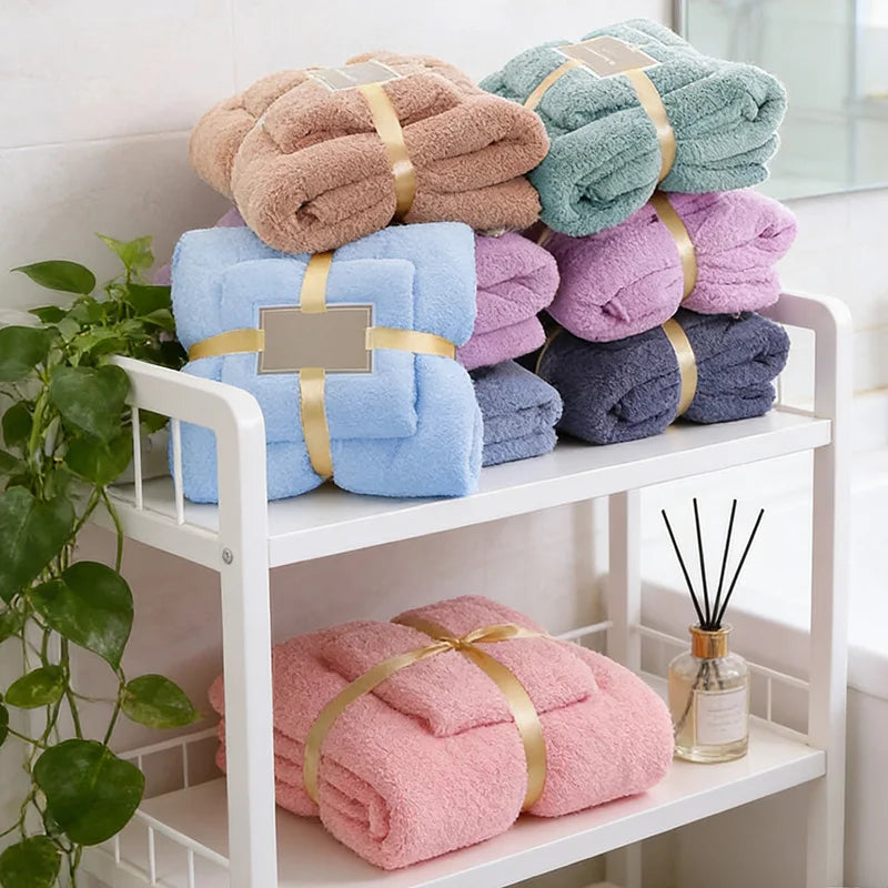 Ensemble de serviettes de bain en polaire corail