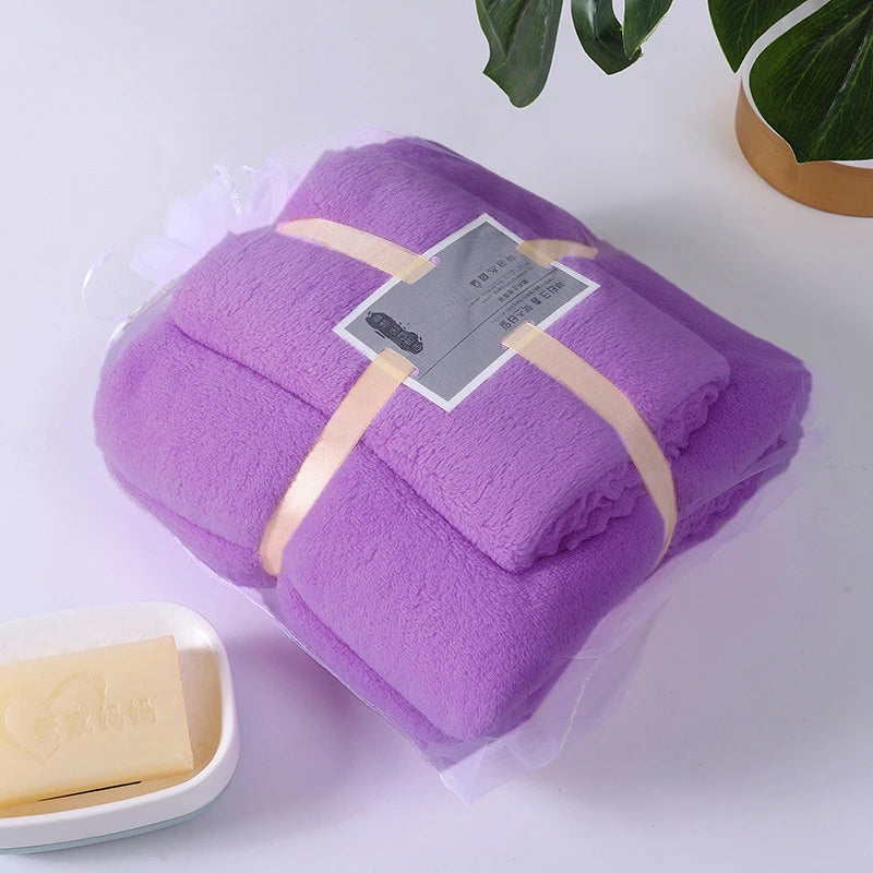 Ensemble de serviettes de bain en polaire corail