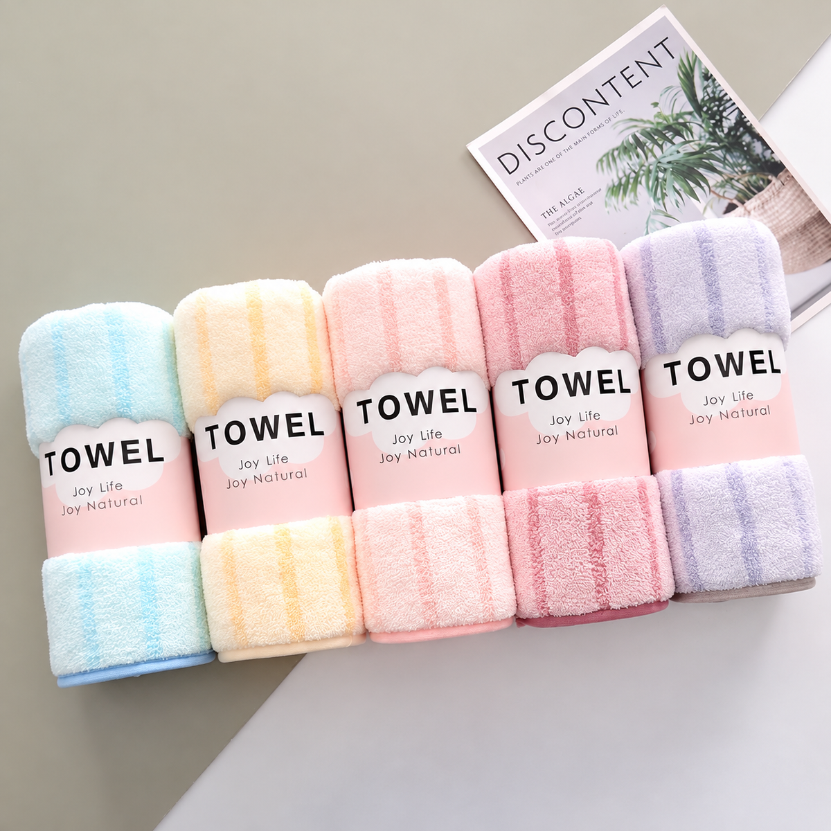 Ensemble de serviettes douces à rayures – Plusieurs couleurs