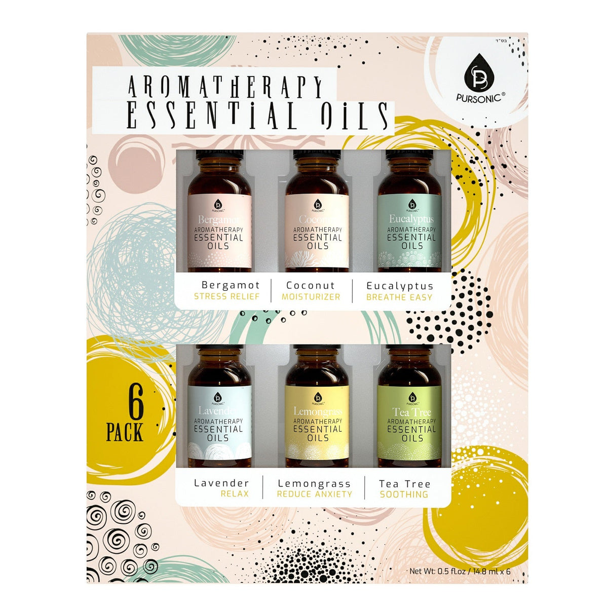 Huiles essentiels aromathérapie - Paquet de 6