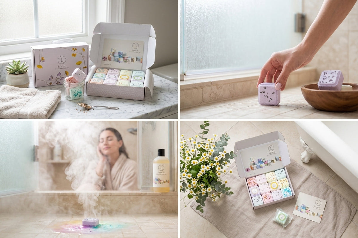 Coffret cadeau de 12 galets de douche – Aromathérapie naturelle