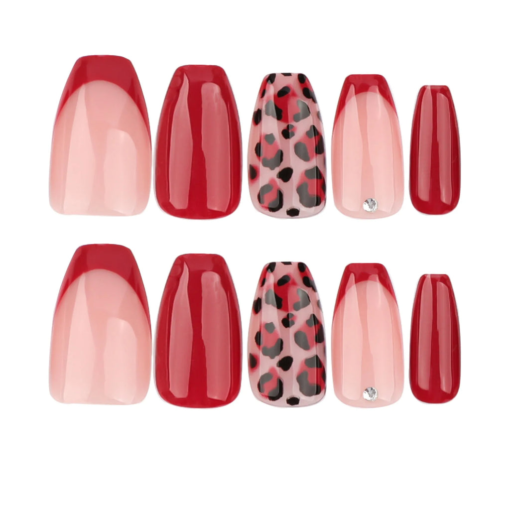 Faux ongles française léopard