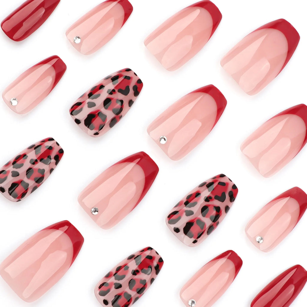 Faux ongles française léopard