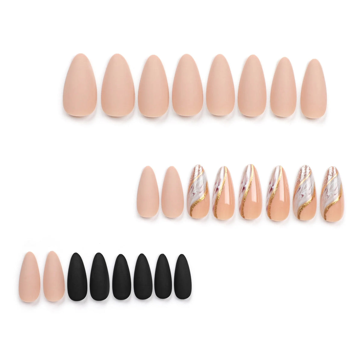 Faux Ongles en forme d'amande 24 pièces