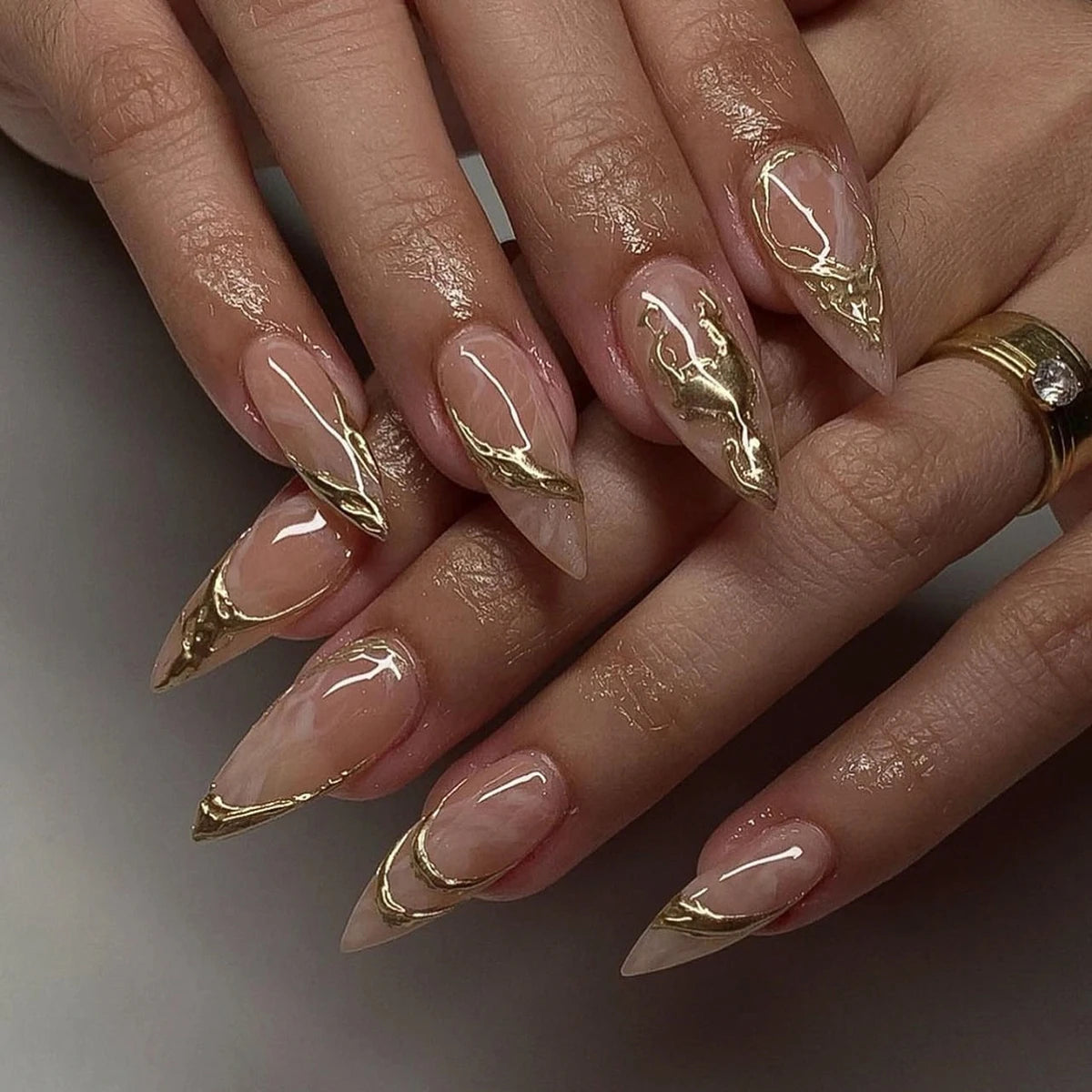 Lot de 24 faux ongles en acrylique style français romantique (effet 3D), modèle « Candy »