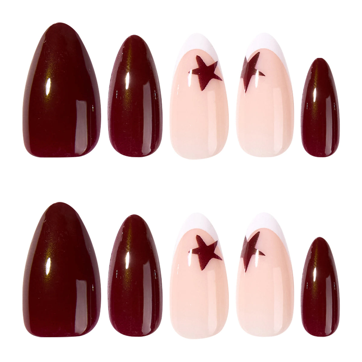 Faux ongles 24pcs Courte amande française Art romantique Art acrylique