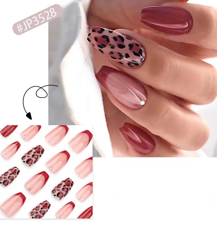 Faux ongles française léopard