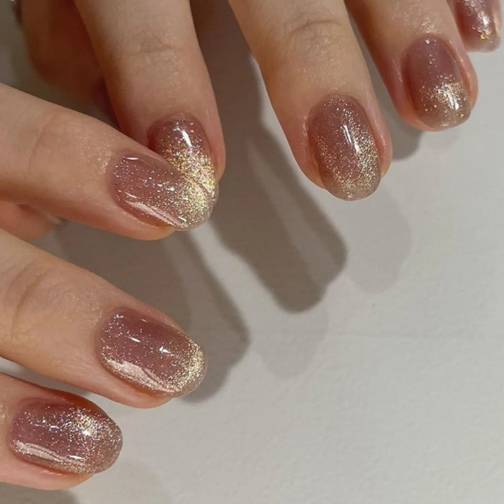 Lot de 24 faux ongles en acrylique courts et arrondis