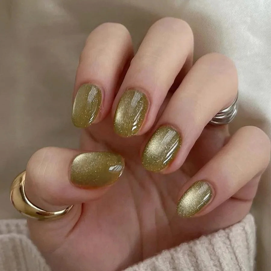 Lot de 24 faux ongles en acrylique courts et arrondis