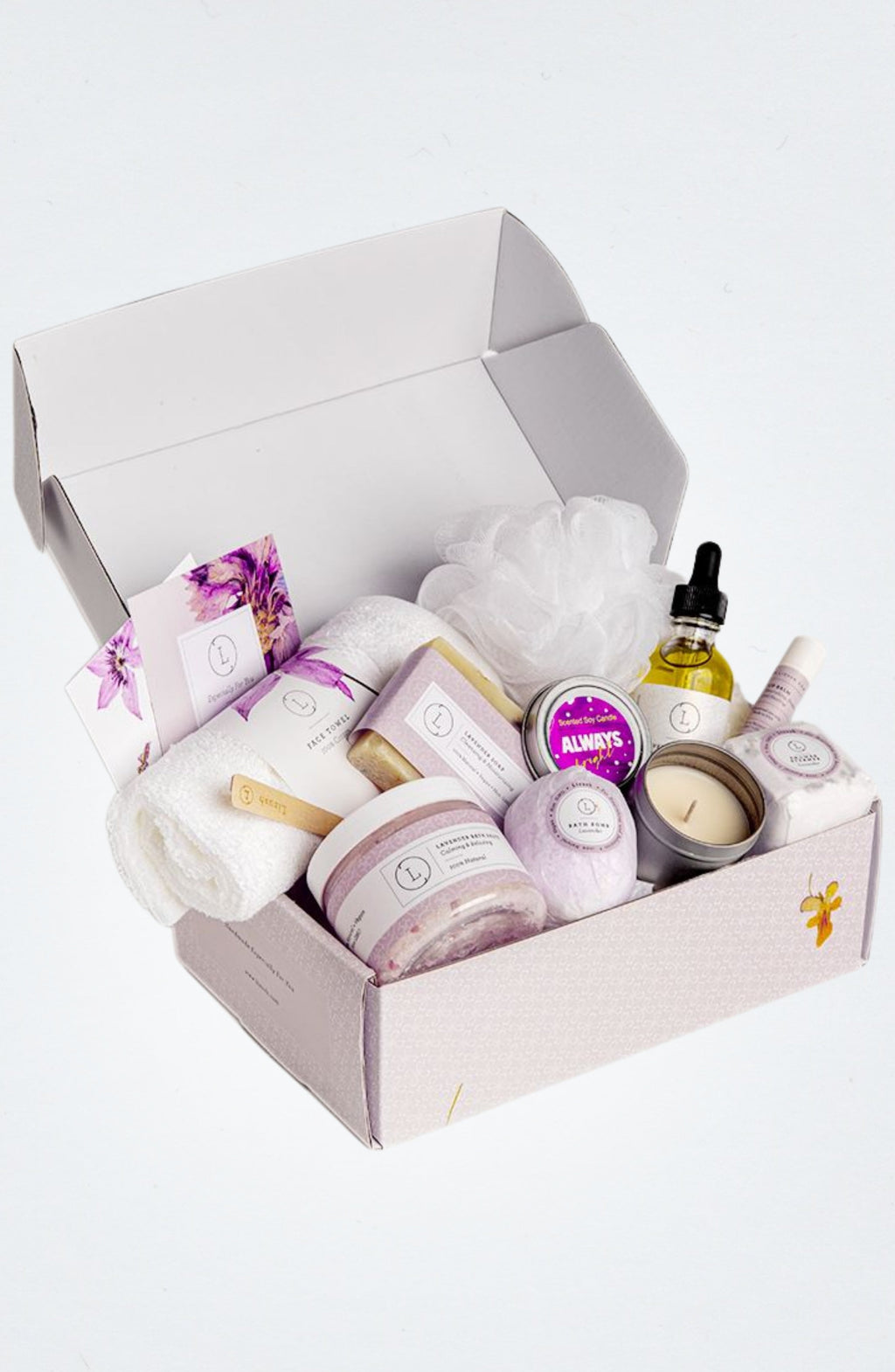 Coffret cadeau : Bombe de bain et galet pour douche à la lavande